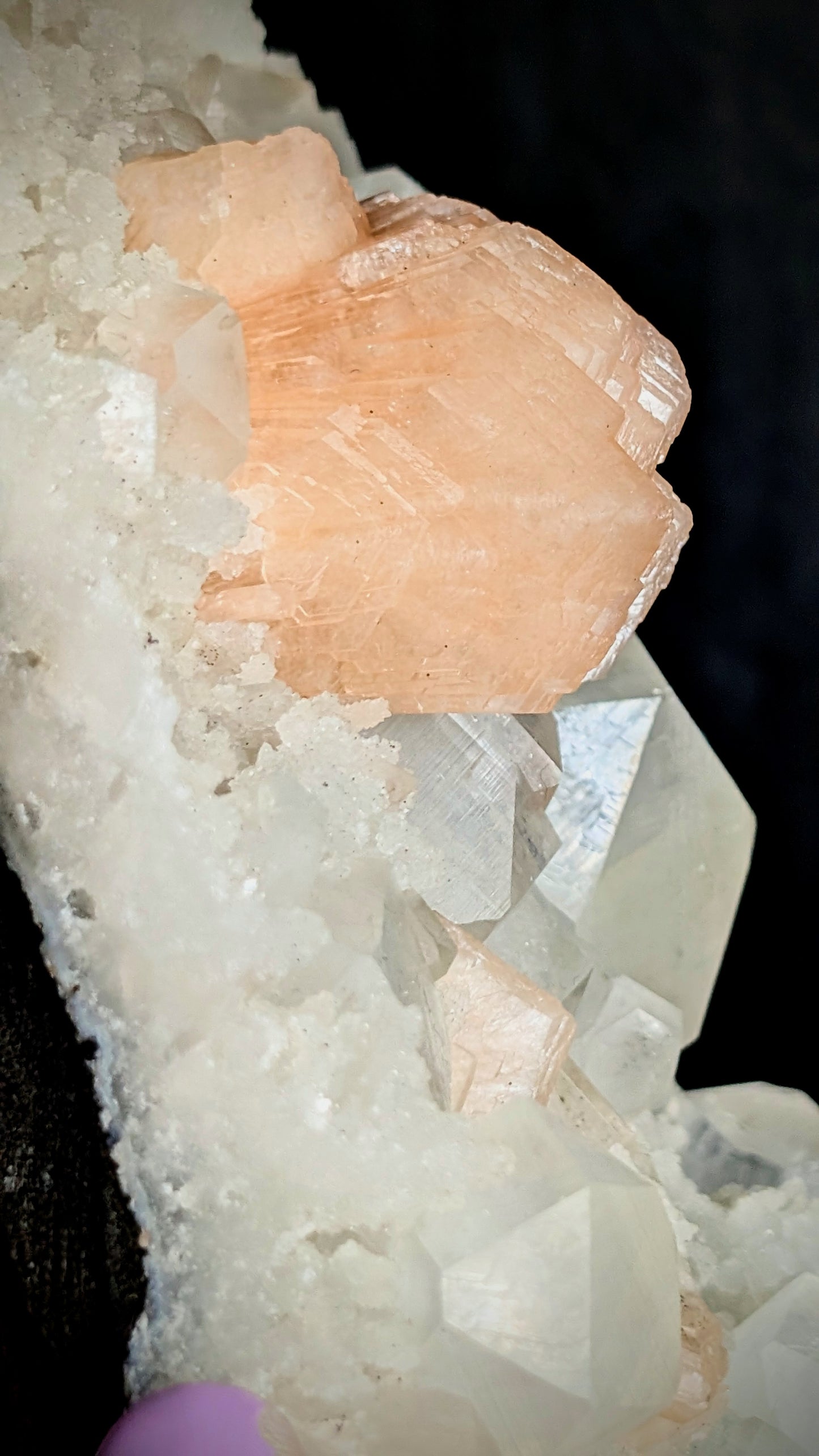 Premium Apophyllite with Peach Stilbite on Druzy Chalcedony | Maharashtra, India