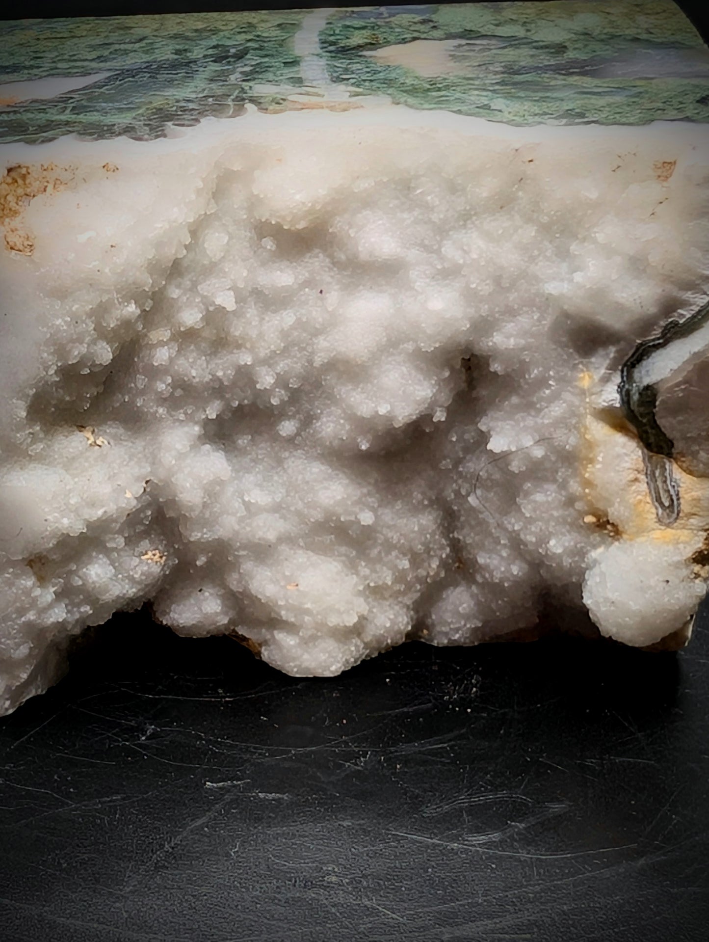 Moss Agate Druzy Tower – Green Crystal Point with Quartz Cave 207g
