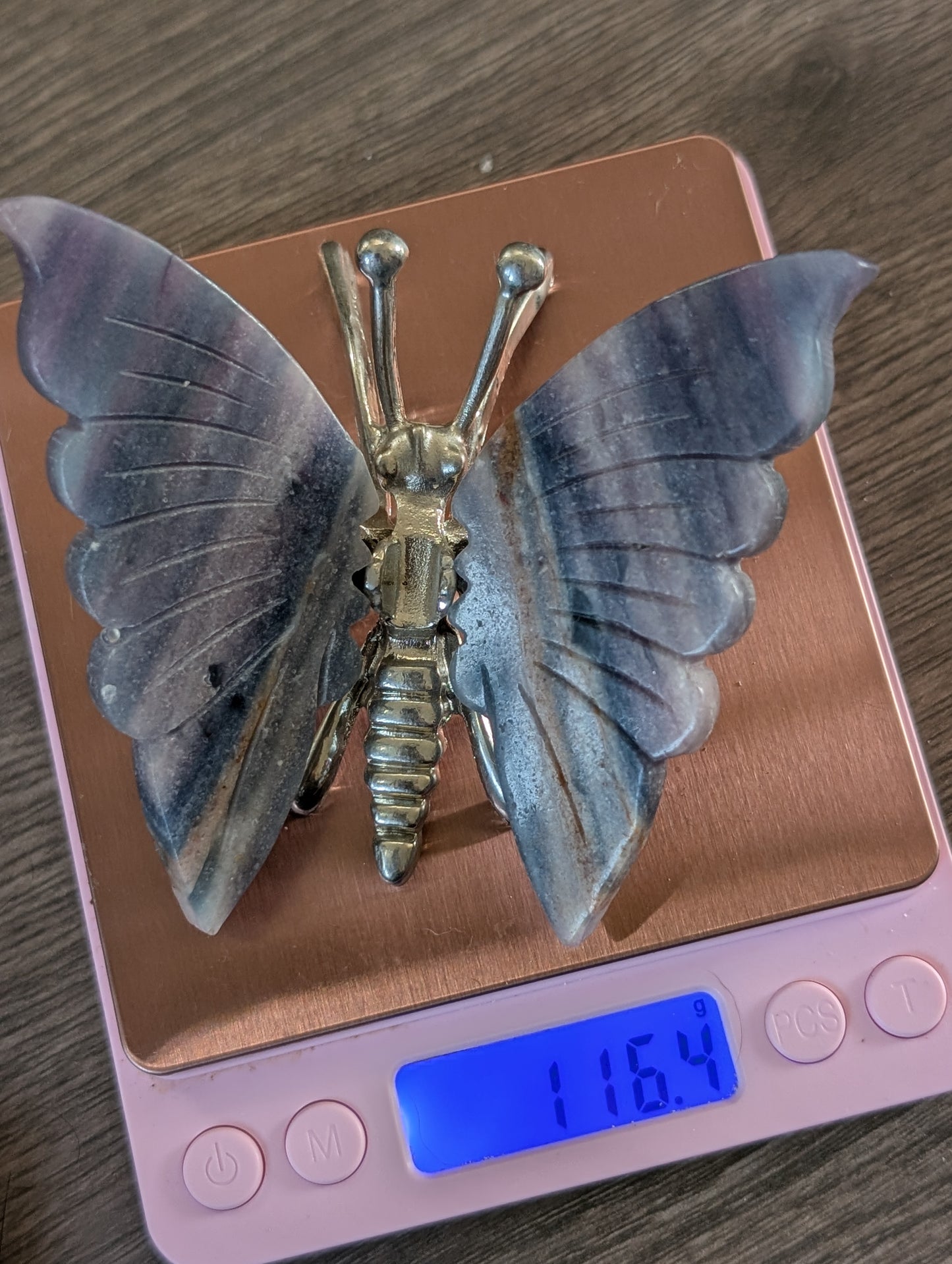 Blue Banded Calcite Butterfly (Also Known as Blue Onyx) | Crystal Butterfly Ornament