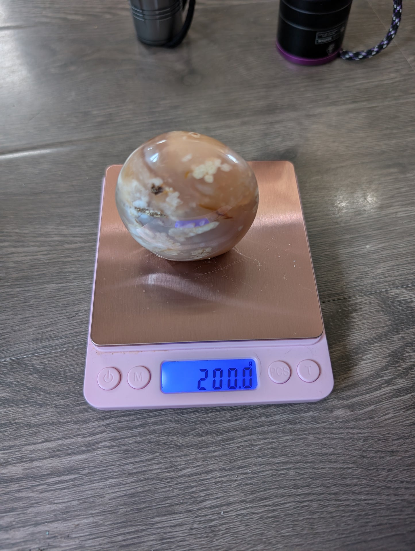 Flower Agate Freeform โ UV Reactive Crystal โ Peach Agate with Plume Inclusions โ 200g