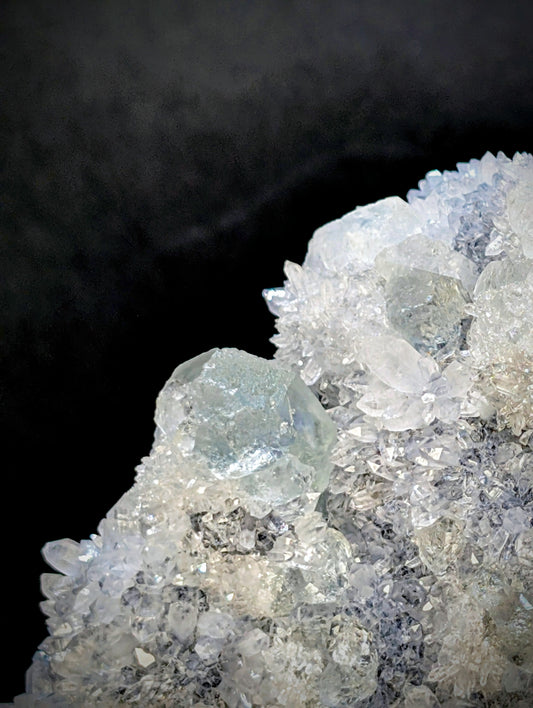 UV Reactive Quartz, Calcite & Fluorite Crystal Cluster | Sparkling Mineral Specimen | 396g