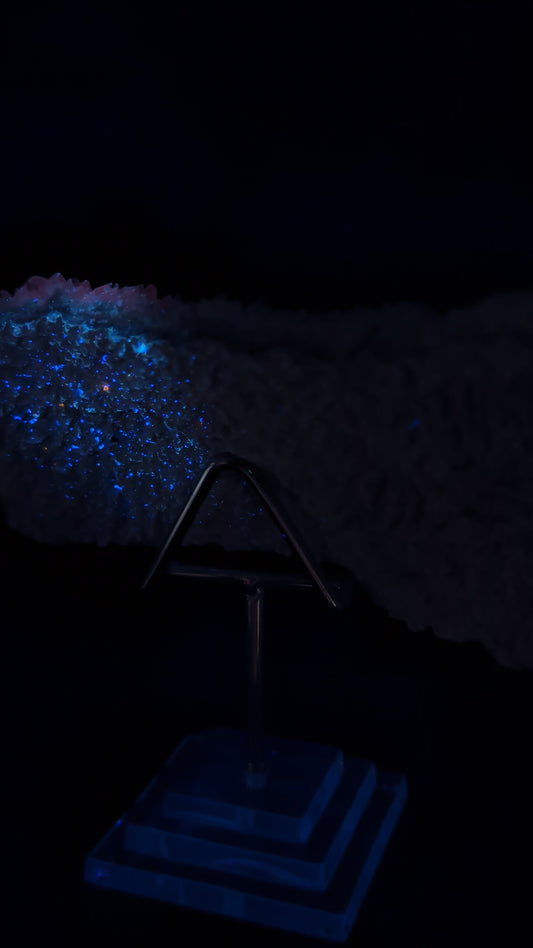 UV Reactive Calcite & Galena Crystal Plate – Orange Fluorescent Druzy Mineral Specimen