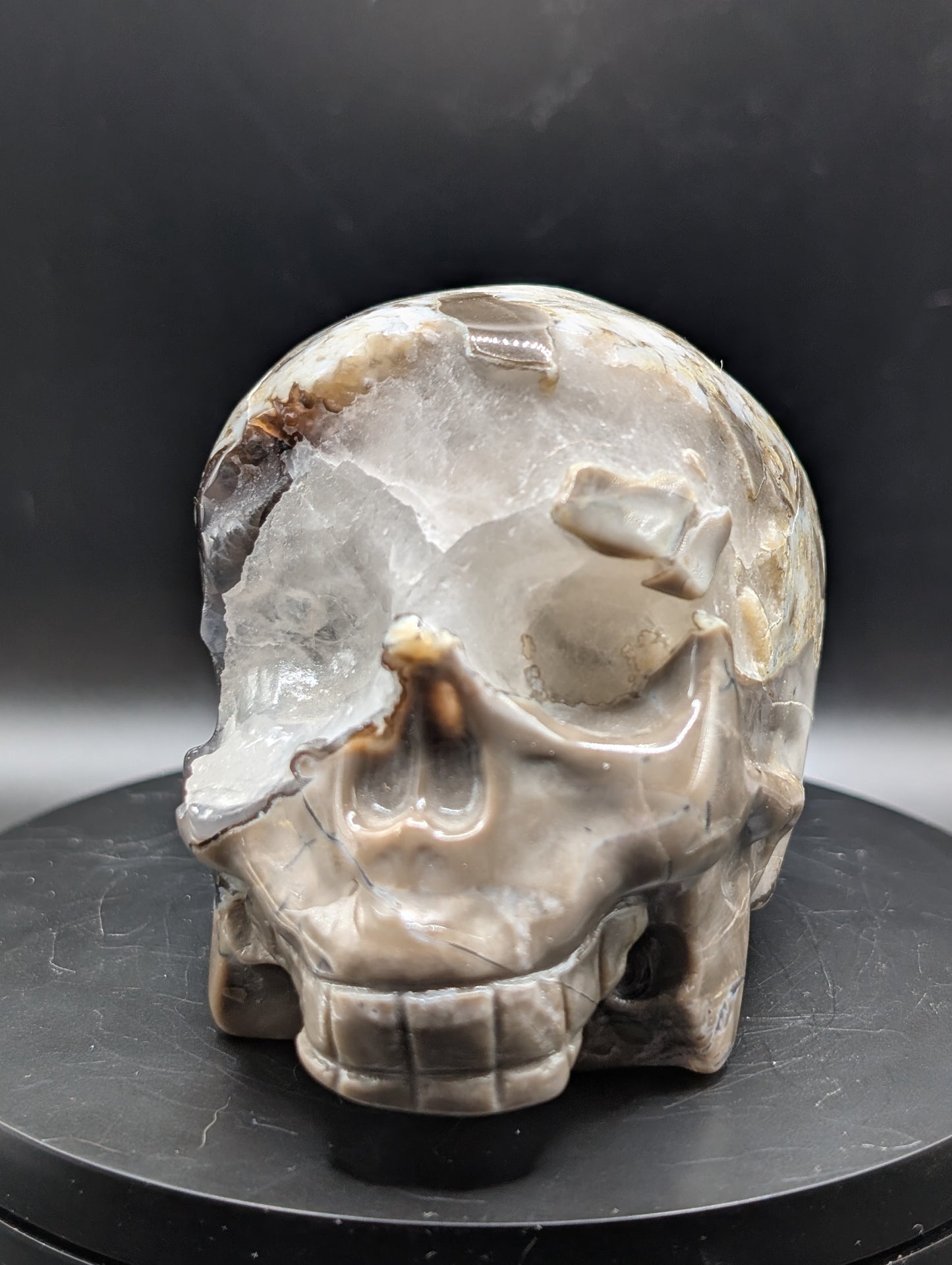 Volcano Agate Skull Carving | Red & Green UV Reactive Crystal Skull