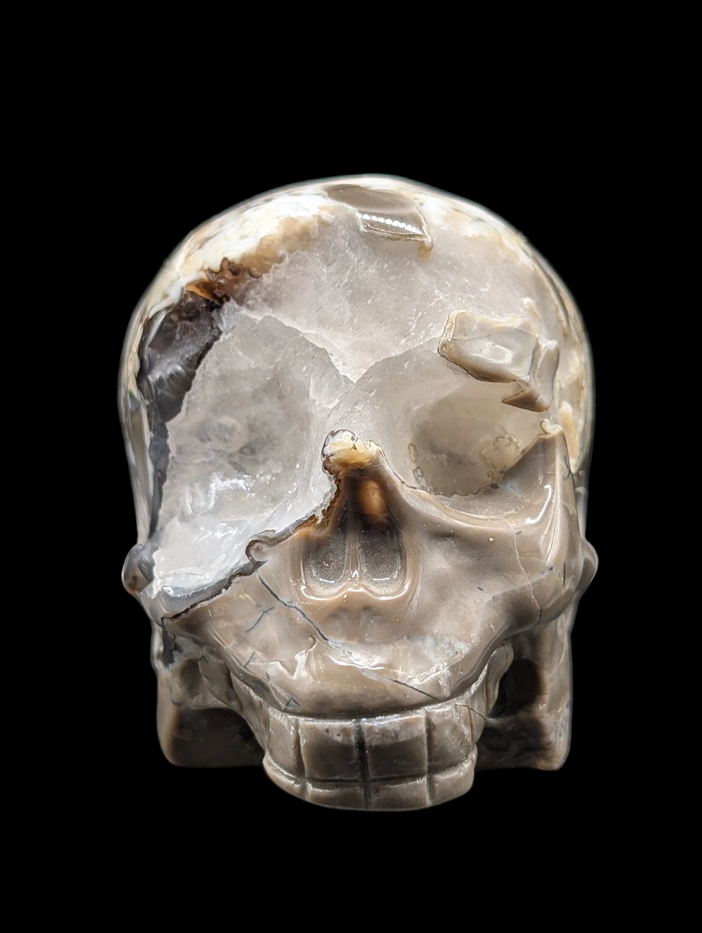 Volcano Agate Skull Carving | Red & Green UV Reactive Crystal Skull