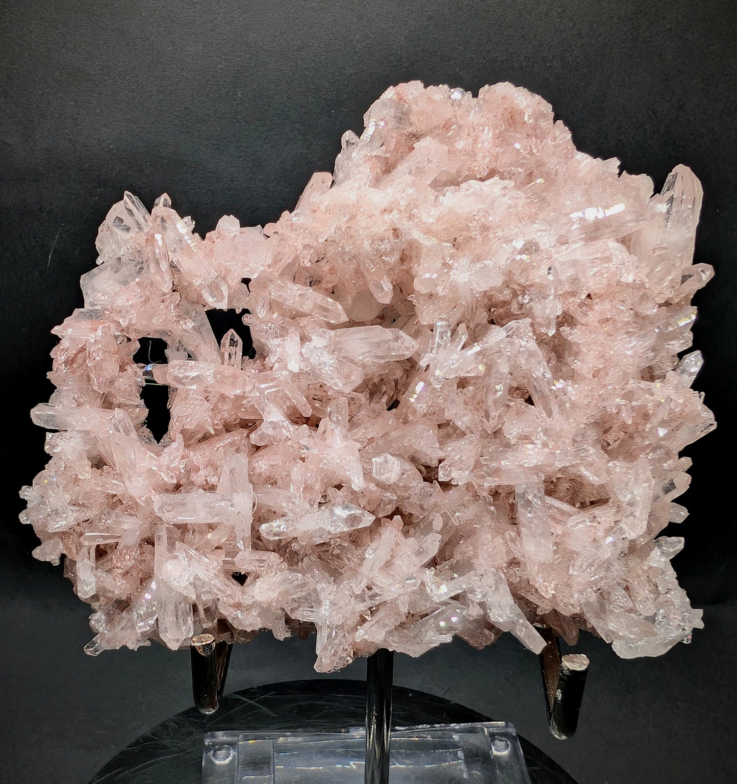 Pink Lemurian Quartz Cluster – Natural Pink Quartz Crystal Specimen – Collector Mineral Display Piece – 260g