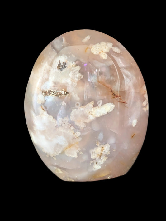 Flower Agate Freeform – UV Reactive Crystal – Peach Agate with Plume Inclusions – 200g