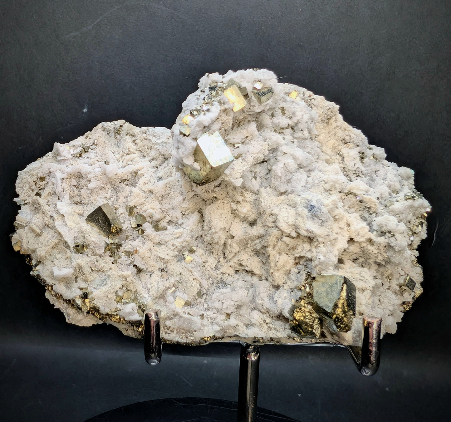 Pyrite Crystal Cluster on Quartz Matrix – Erongo, Namibia | Natural Cubic Pyrite Mineral Specimen