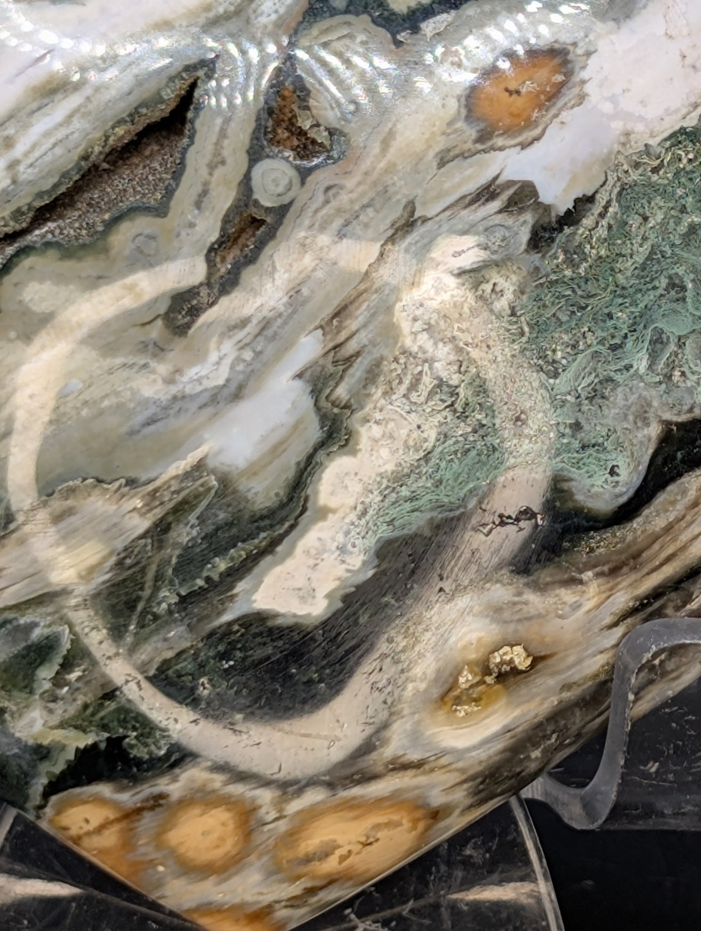 Ocean Jasper Heart with Druzy Pocket – Polished Orbicular Jasper from Madagascar – 270g