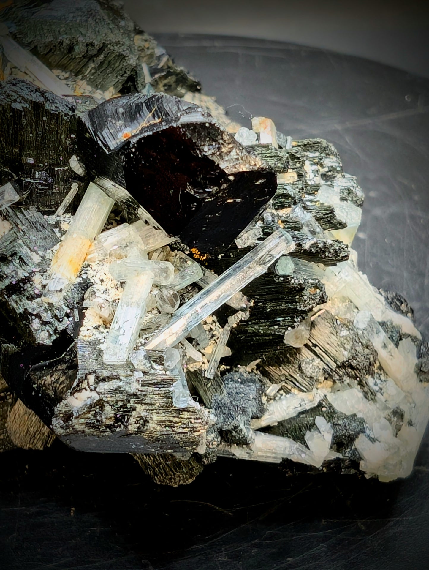 Namibian Black Tourmaline & Aquamarine Crystal Cluster – Natural Mineral Specimen – 174g