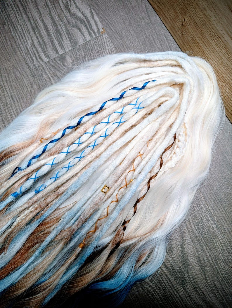 22 Inch Brushable Dreadlock Extensions – Ombre (Blue/Black & Brown/Black)