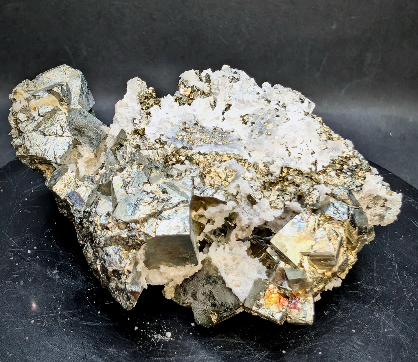 Large Pyrite Crystal Cluster on Quartz Matrix – Erongo, Namibia | Natural Collector Mineral Specimen