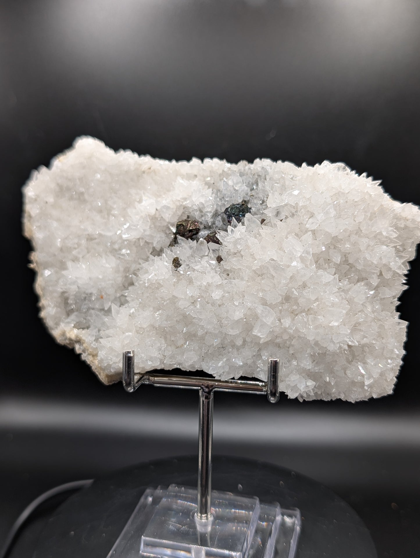 UV Reactive Calcite & Galena Crystal Plate – Orange Fluorescent Druzy Mineral Specimen