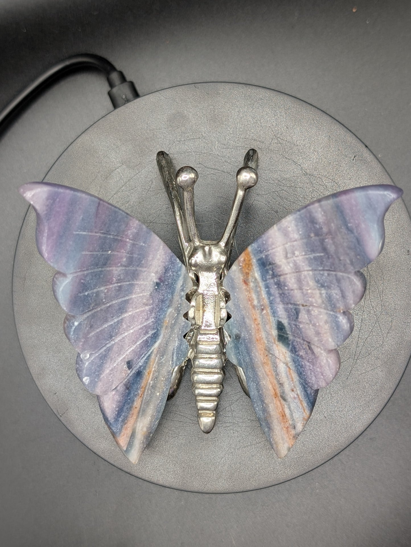 Blue Banded Calcite Butterfly (Also Known as Blue Onyx) | Crystal Butterfly Ornament