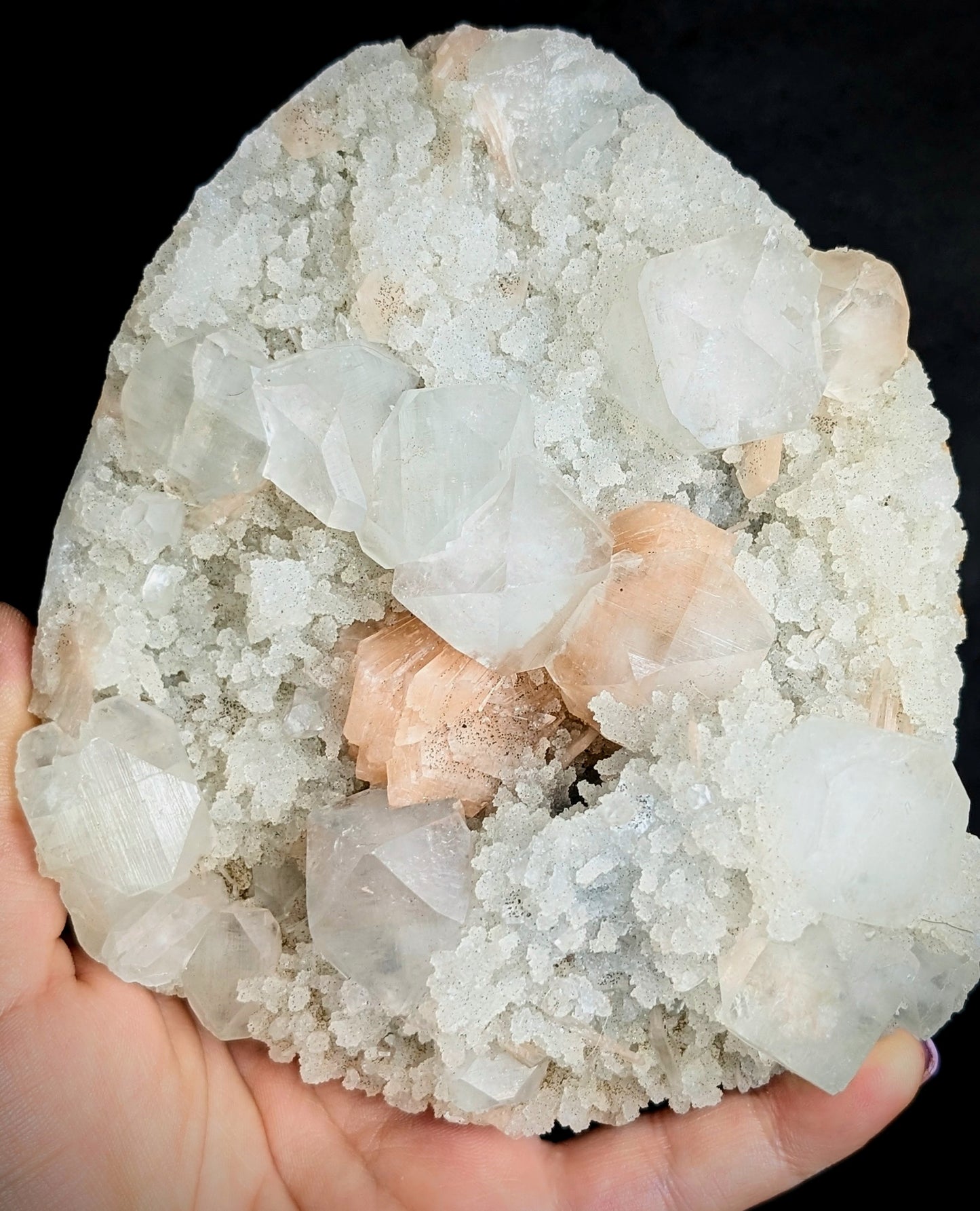 Apophyllite, Peach Stilbite & Botryoidal Chalcedony | India