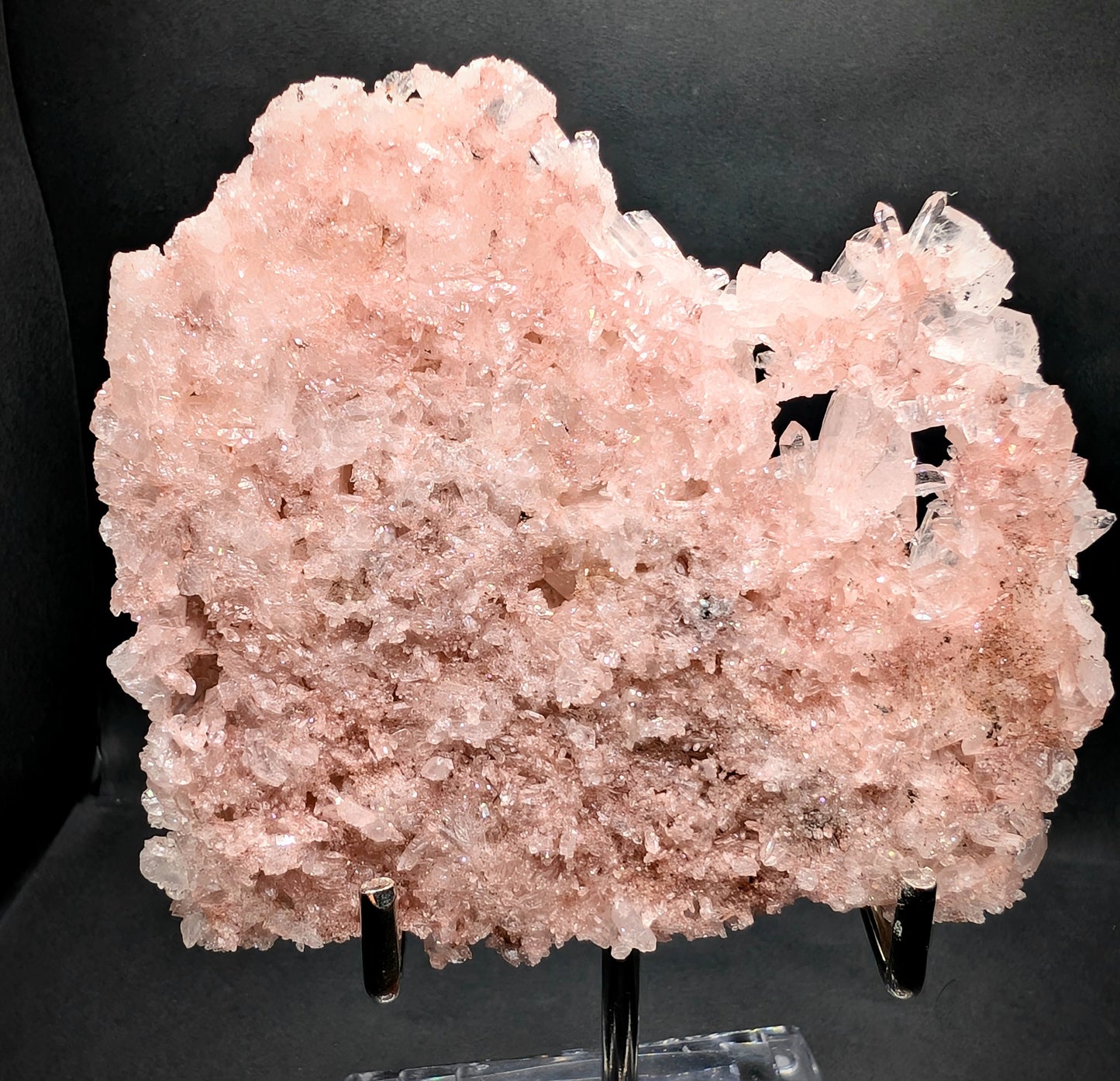 Pink Lemurian Quartz Cluster – Natural Pink Quartz Crystal Specimen – Collector Mineral Display Piece – 260g