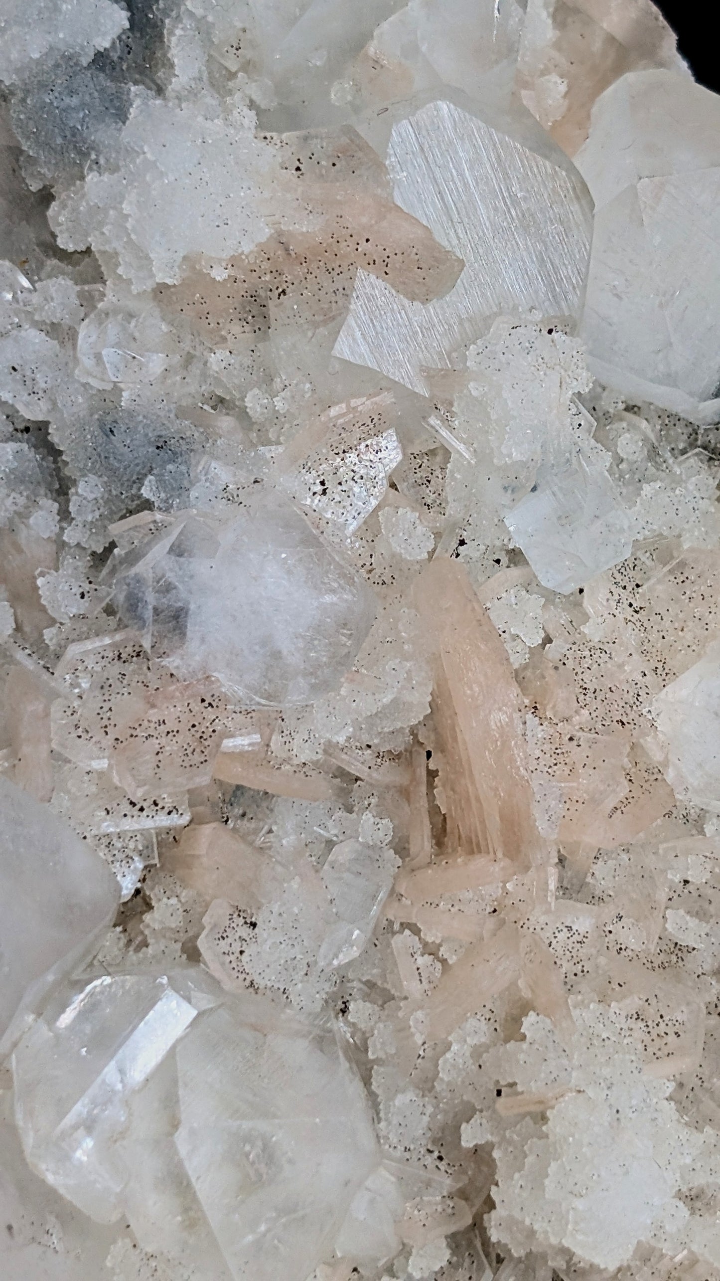 Premium Apophyllite with Peach Stilbite & Druzy Chalcedony | India