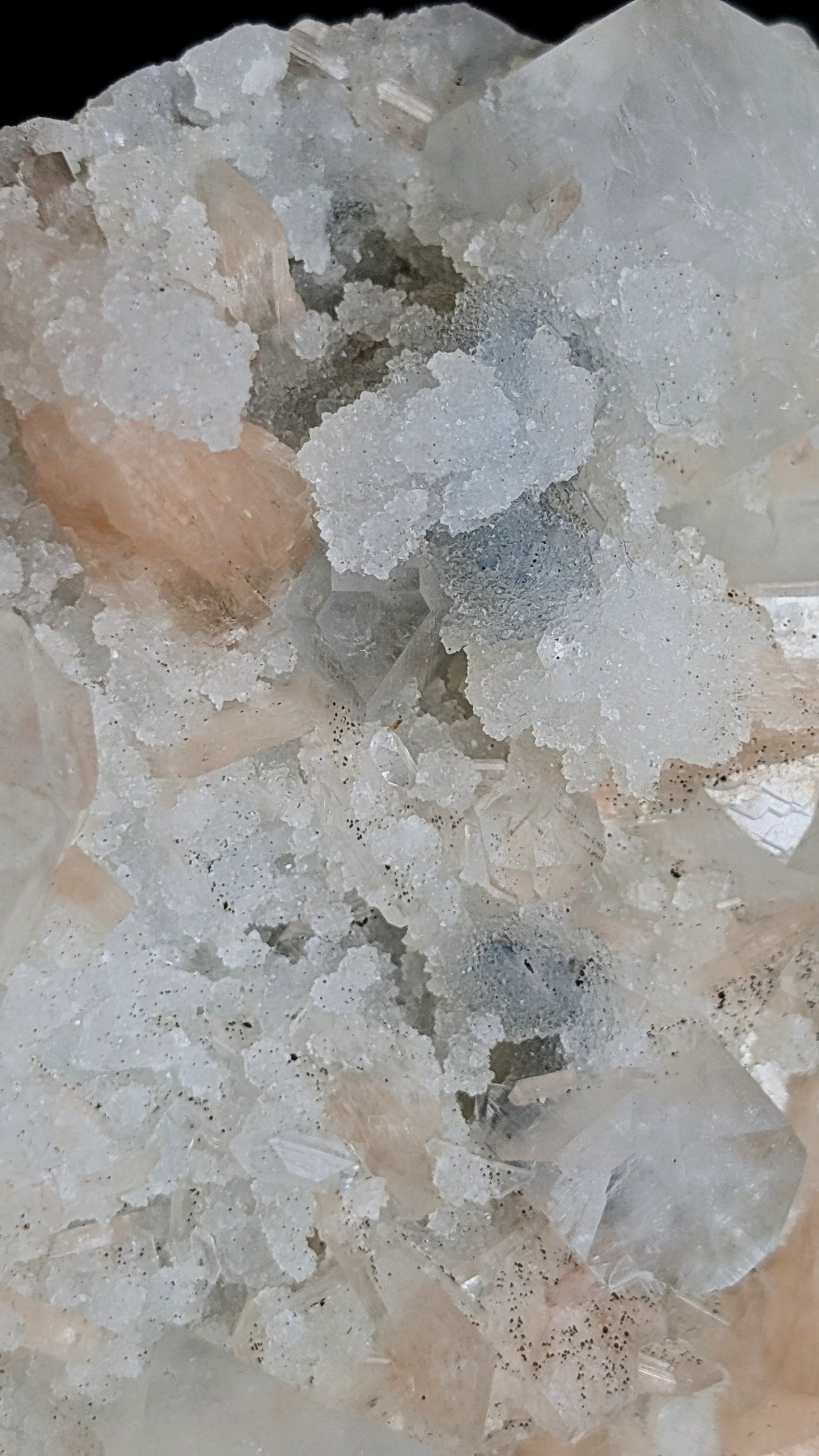 Premium Apophyllite with Peach Stilbite & Druzy Chalcedony | India