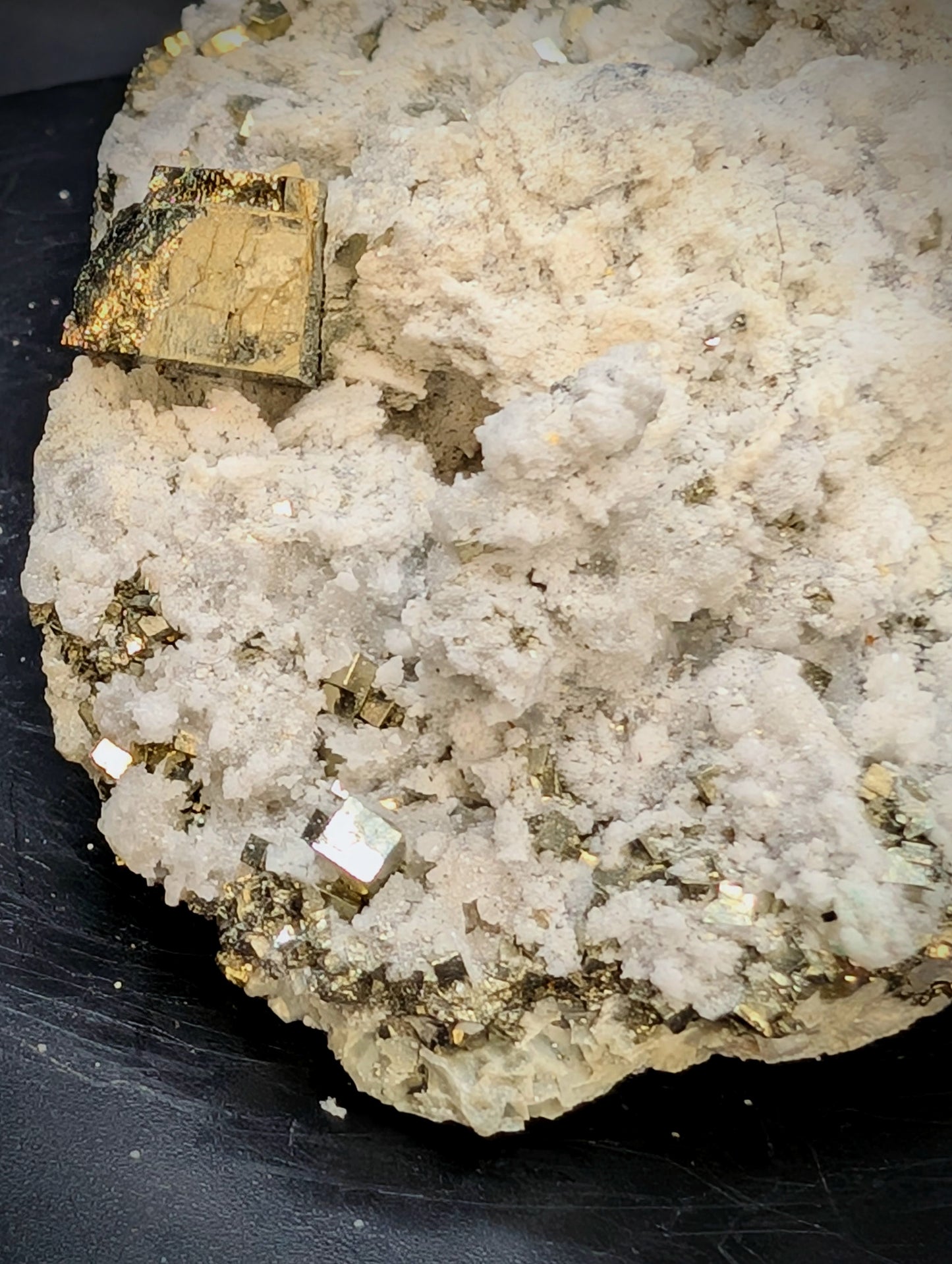 Pyrite Crystal Cluster on Quartz Matrix – Erongo, Namibia | Natural Cubic Pyrite Mineral Specimen