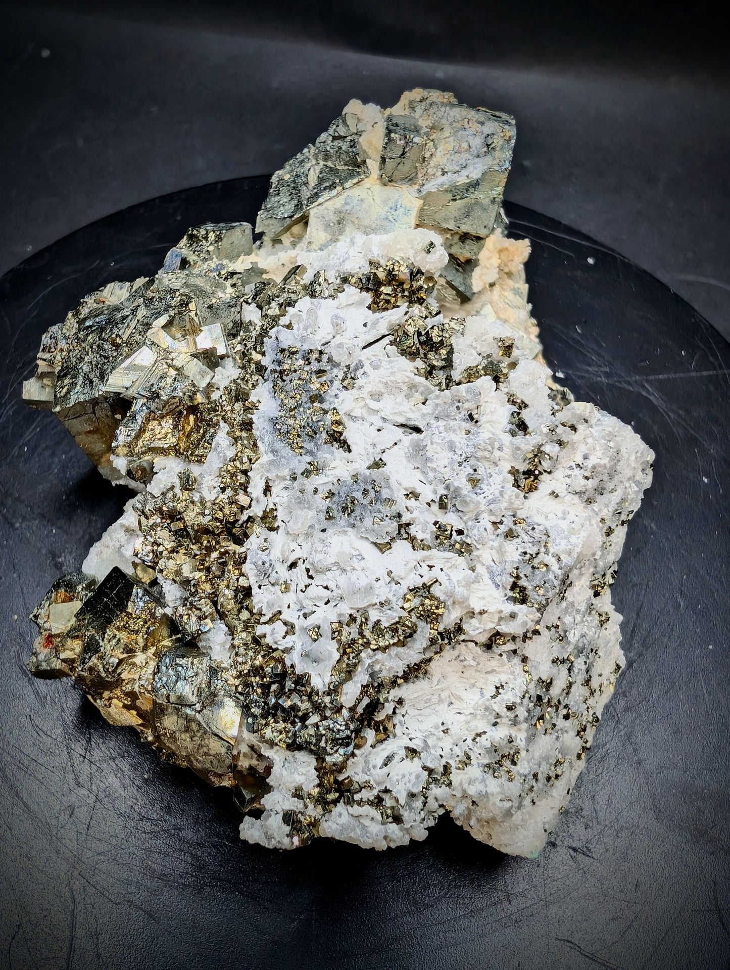 Large Pyrite Crystal Cluster on Quartz Matrix – Erongo, Namibia | Natural Collector Mineral Specimen