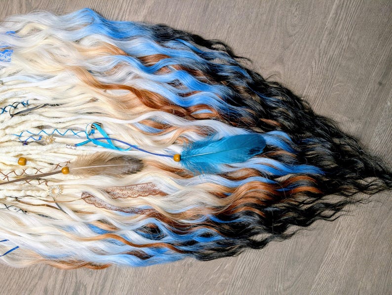 26 Inch Brushable Dreadlock Extensions – Ombre (Blue/Black & Brown/Black)