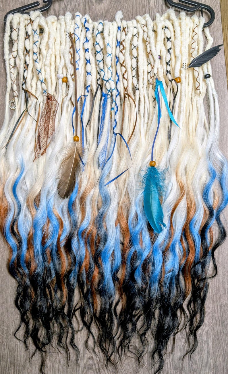 26 Inch Brushable Dreadlock Extensions – Ombre (Blue/Black & Brown/Black)