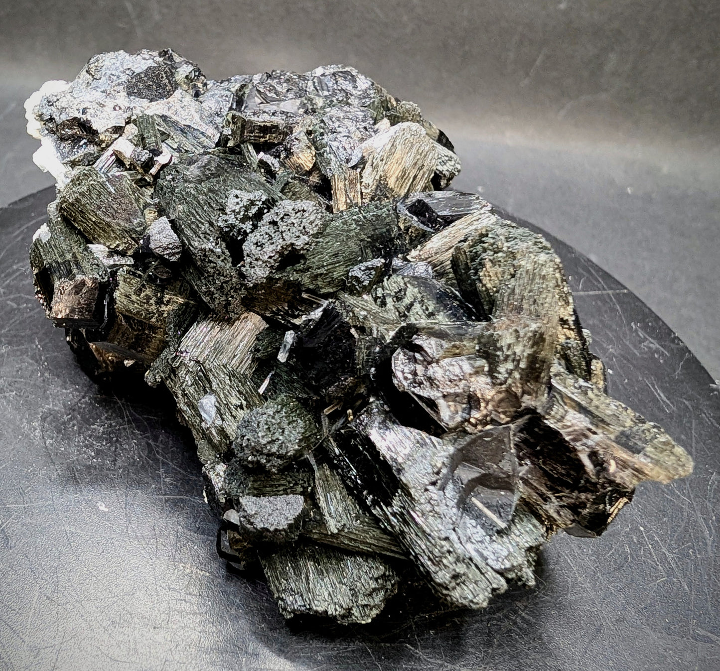 Namibian Black Tourmaline & Aquamarine Crystal Cluster – Natural Mineral Specimen – 174g