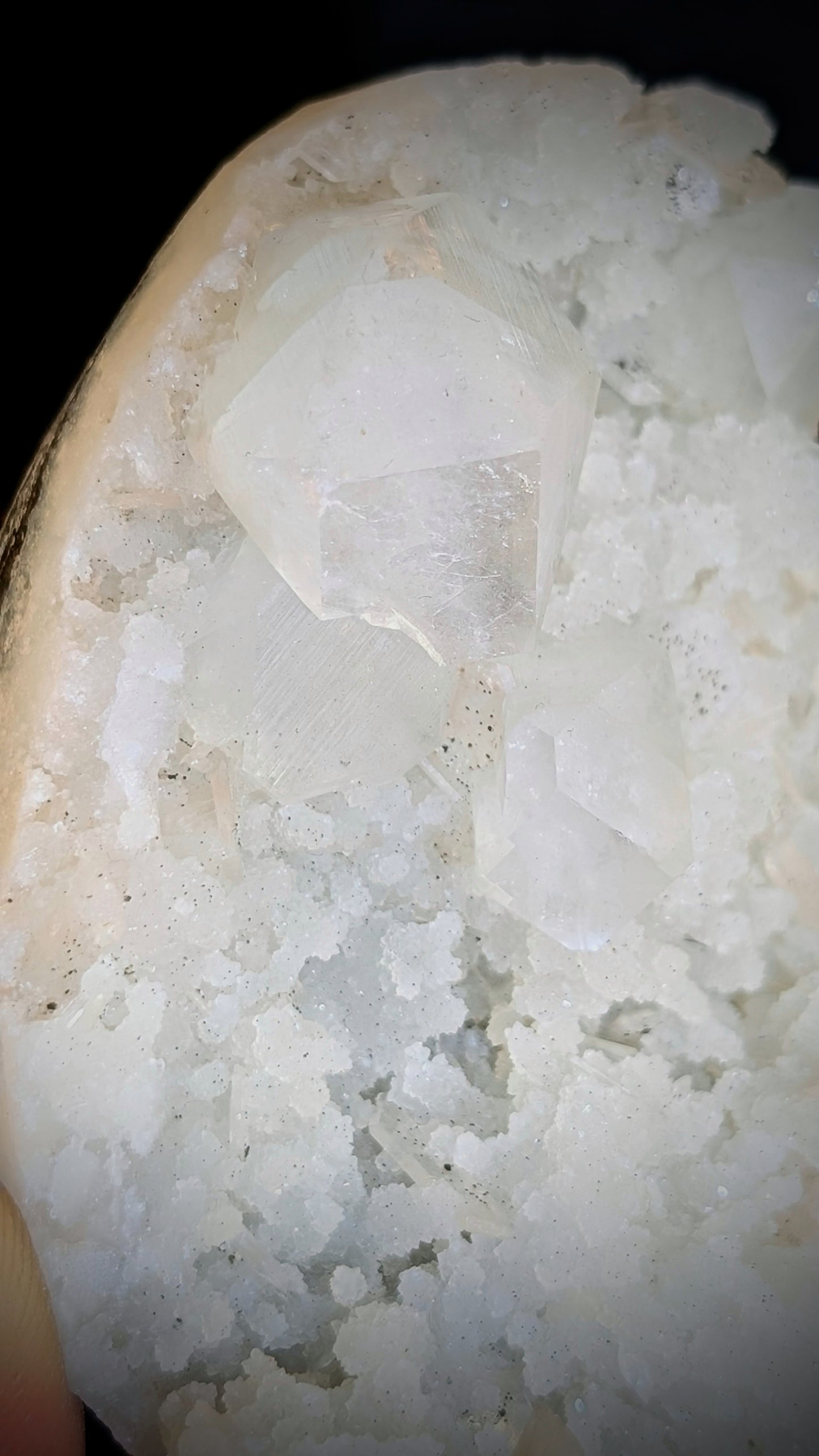 White Apophyllite on Druzy Chalcedony with Stilbite | Indian Zeolite Crystal | 240g