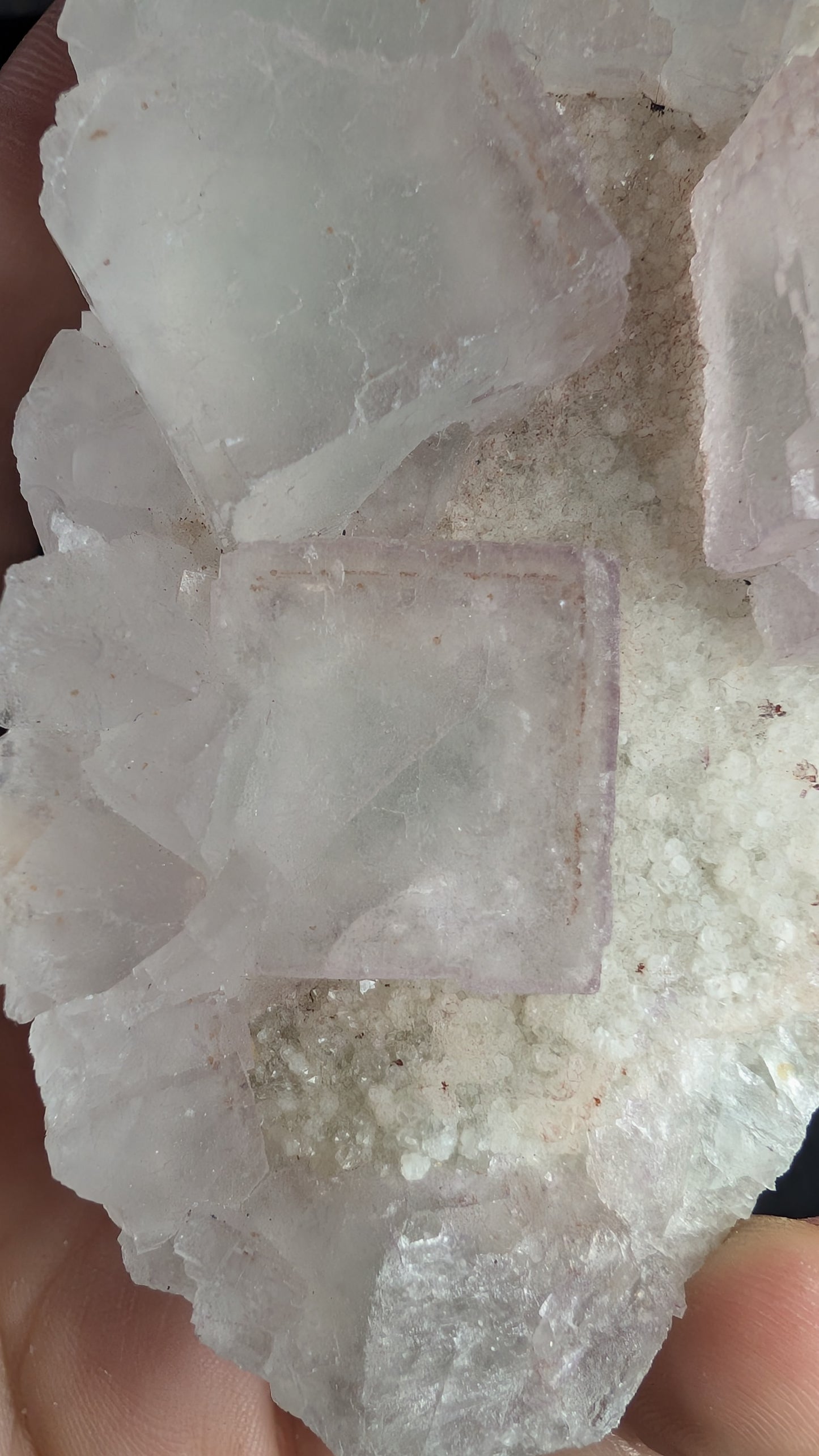 Pale Lavender Fluorite on Druzy Quartz | UV Reactive | 240g
