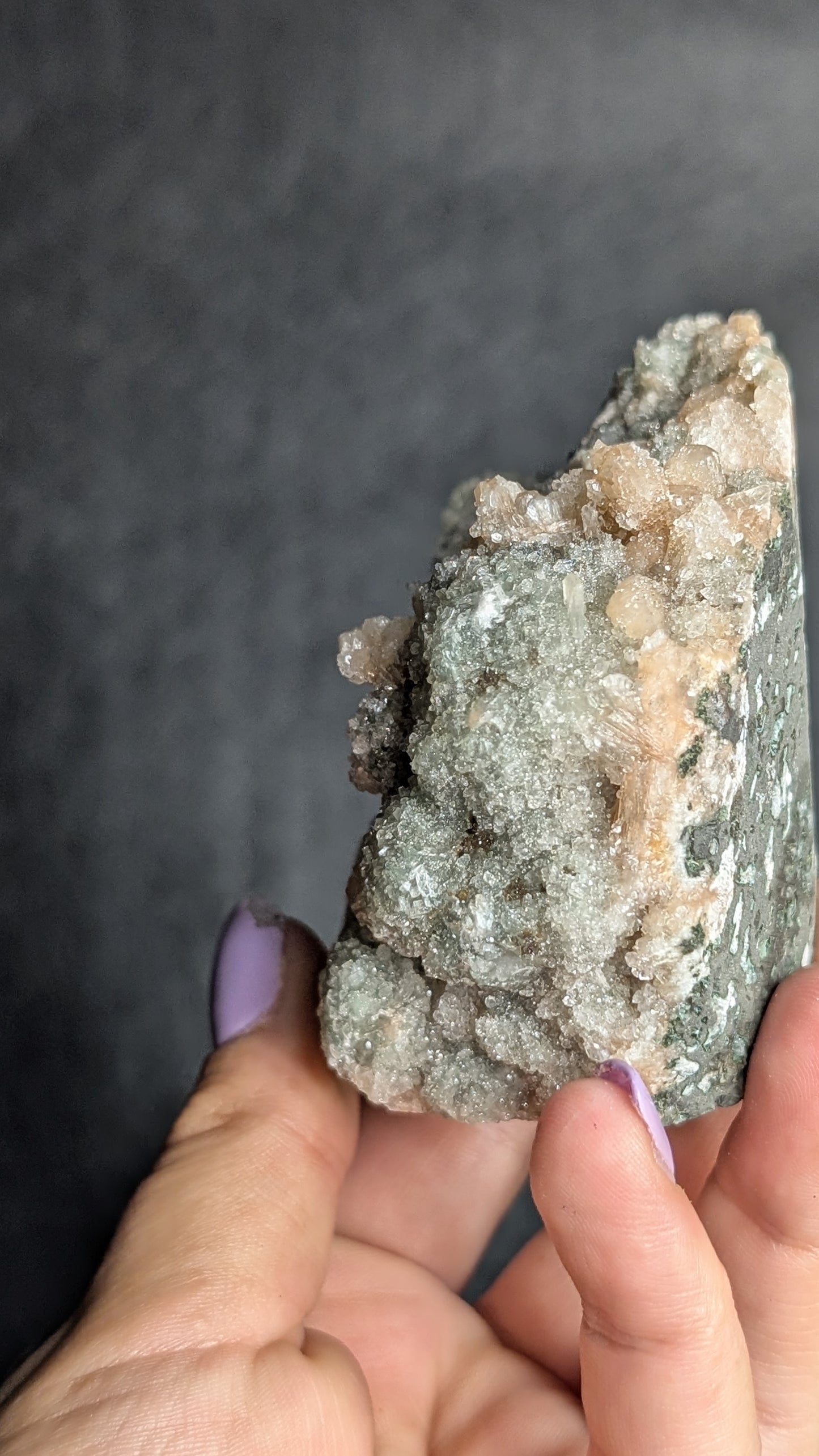 Green Apophyllite, Stilbite & Druzy Quartz Cluster | Natural Indian Zeolite Mineral Specimen | 251g