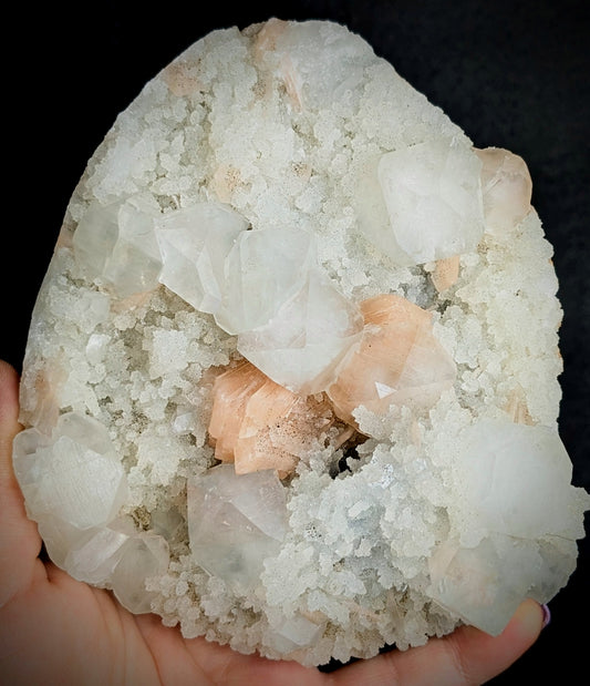 Apophyllite, Peach Stilbite & Botryoidal Chalcedony | India