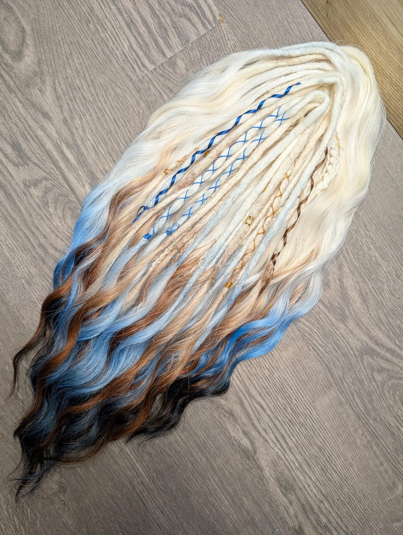 22 Inch Brushable Dreadlock Extensions – Ombre (Blue/Black & Brown/Black)