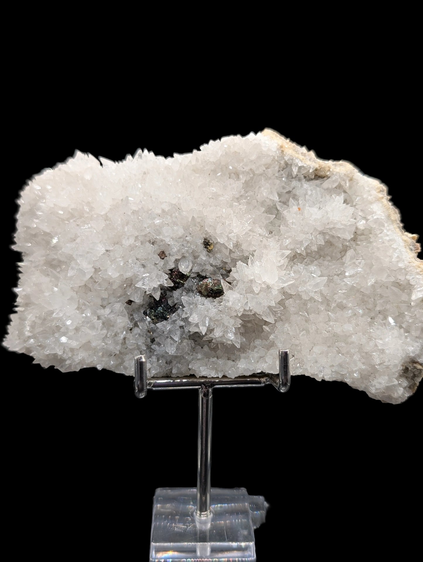 UV Reactive Calcite & Galena Crystal Plate – Orange Fluorescent Druzy Mineral Specimen
