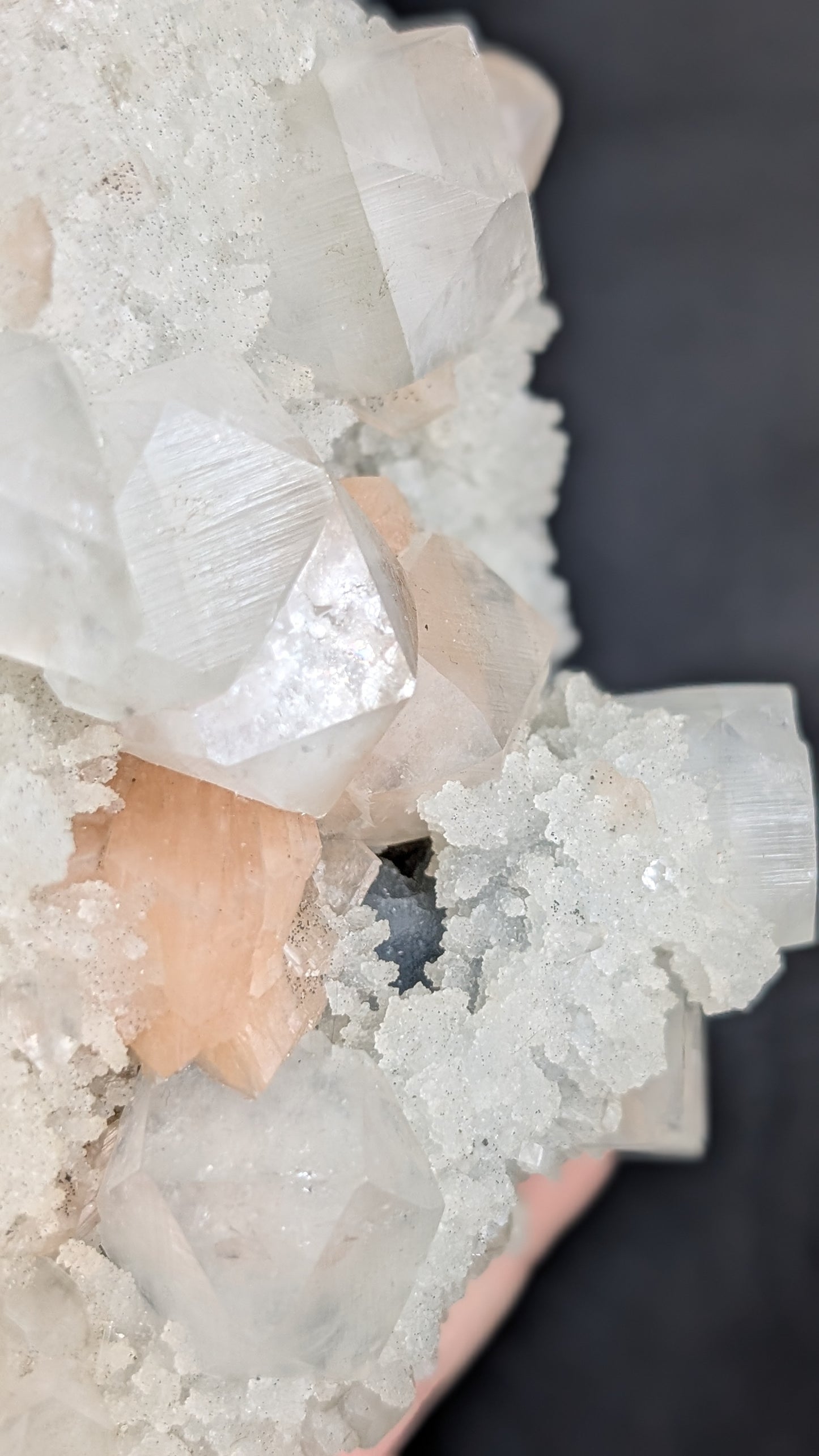 Apophyllite, Peach Stilbite & Botryoidal Chalcedony | India