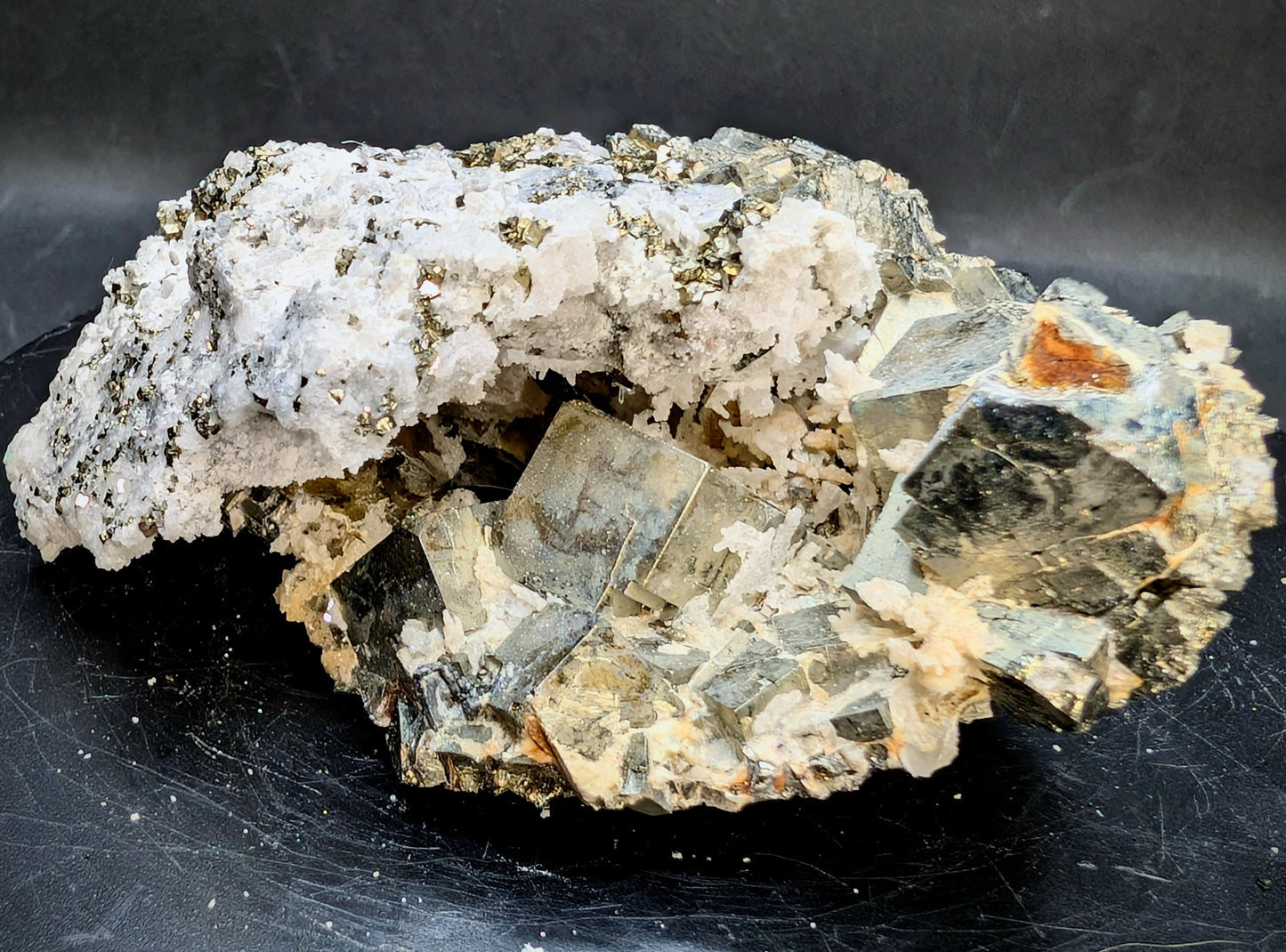 Large Pyrite Crystal Cluster on Quartz Matrix – Erongo, Namibia | Natural Collector Mineral Specimen