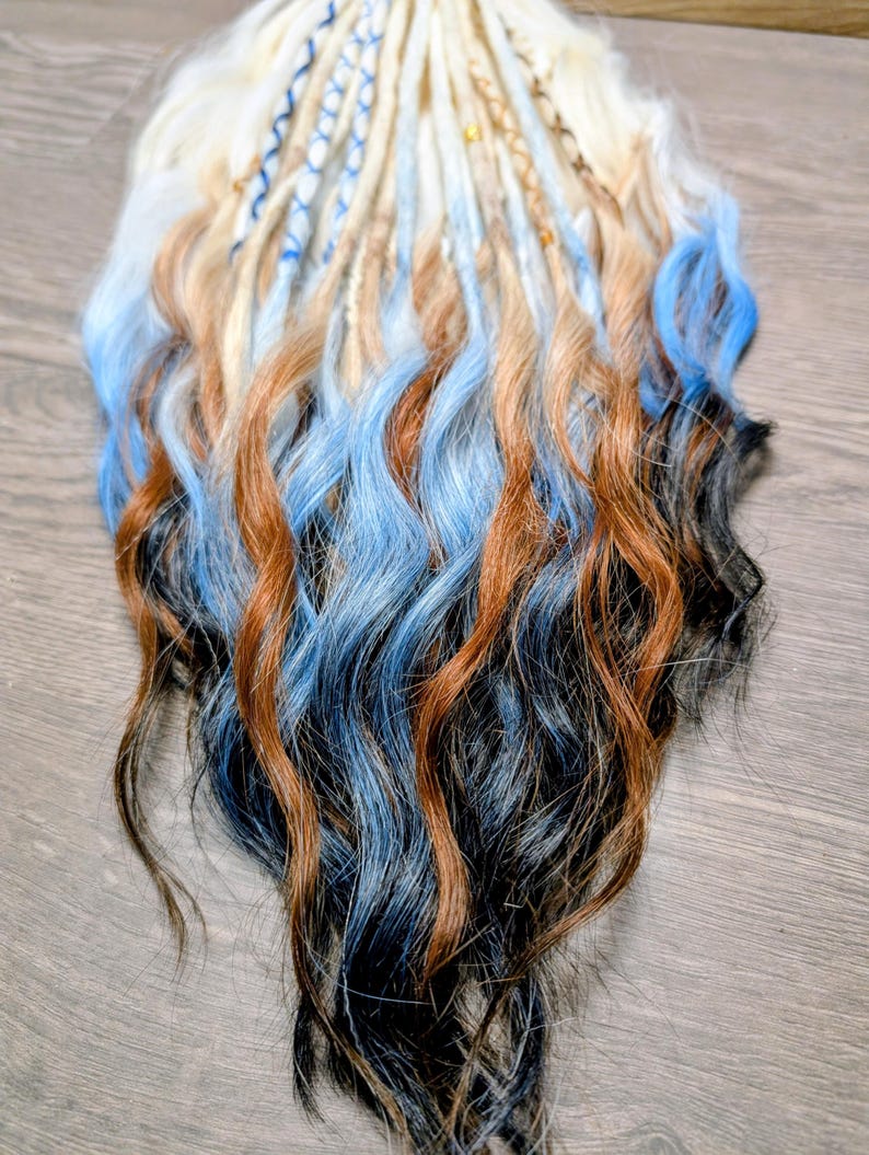 22 Inch Brushable Dreadlock Extensions – Ombre (Blue/Black & Brown/Black)