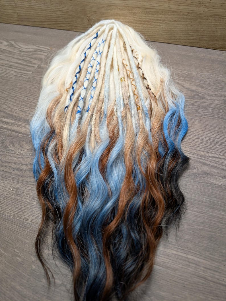 22 Inch Brushable Dreadlock Extensions – Ombre (Blue/Black & Brown/Black)
