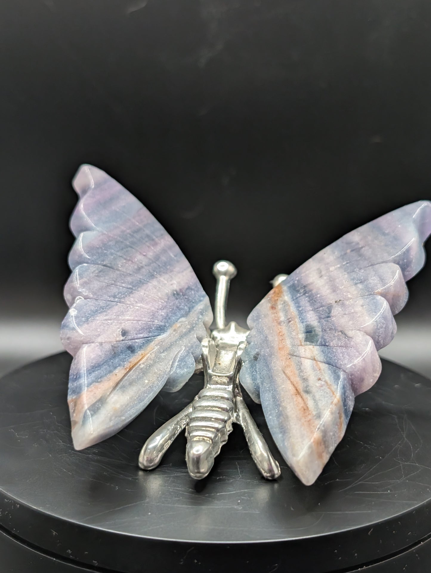 Blue Banded Calcite Butterfly (Also Known as Blue Onyx) | Crystal Butterfly Ornament