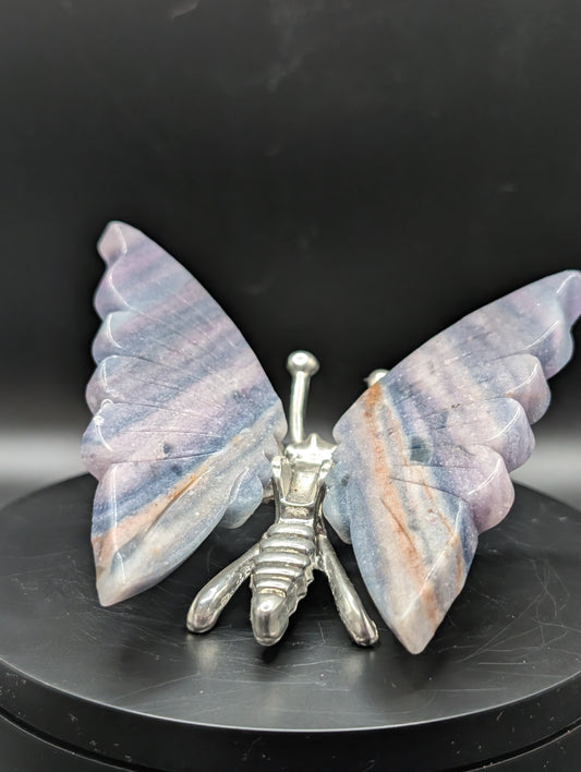 Blue Banded Calcite Butterfly (Also Known as Blue Onyx) | Crystal Butterfly Ornament