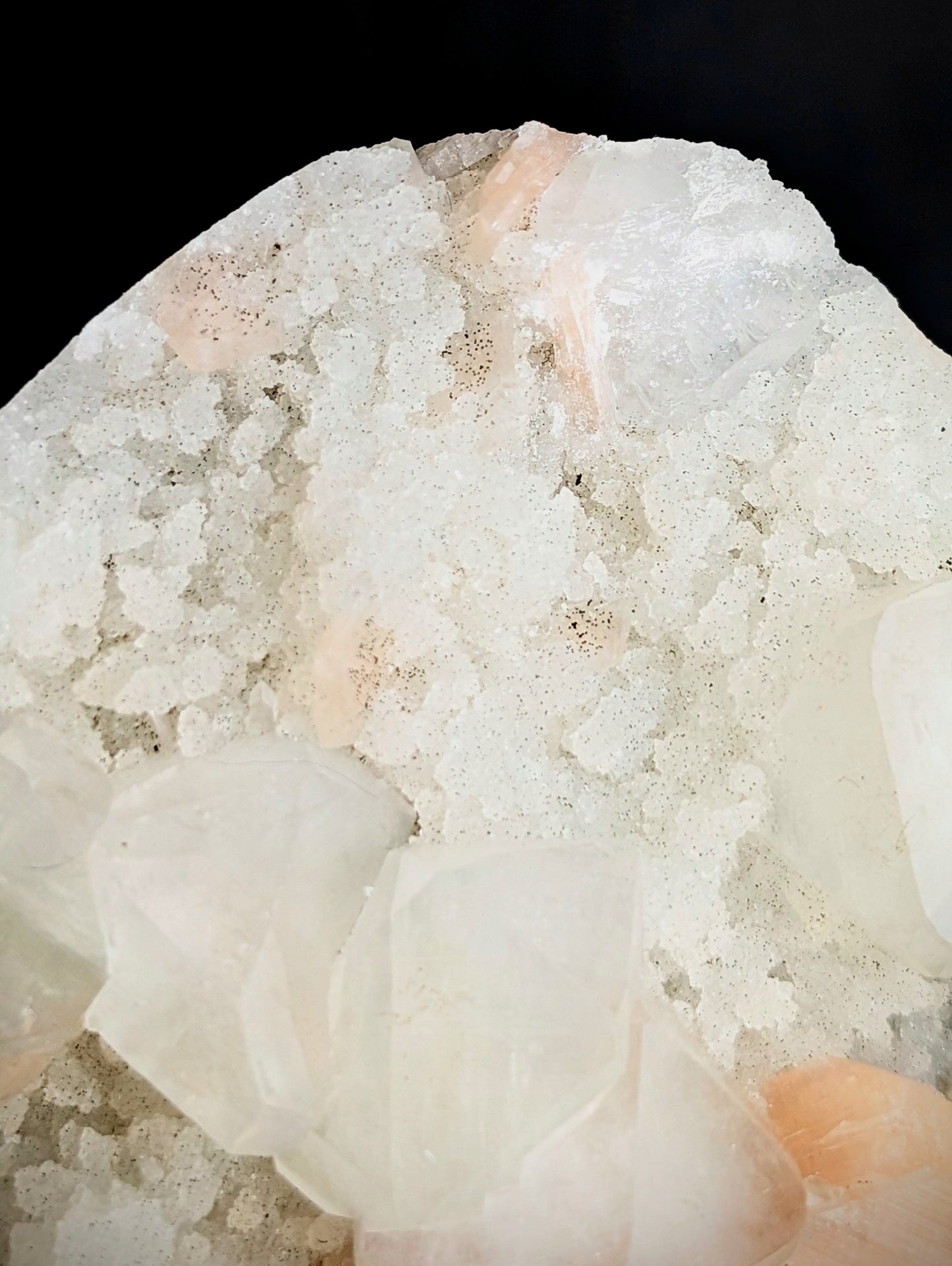 Apophyllite, Peach Stilbite & Botryoidal Chalcedony | India
