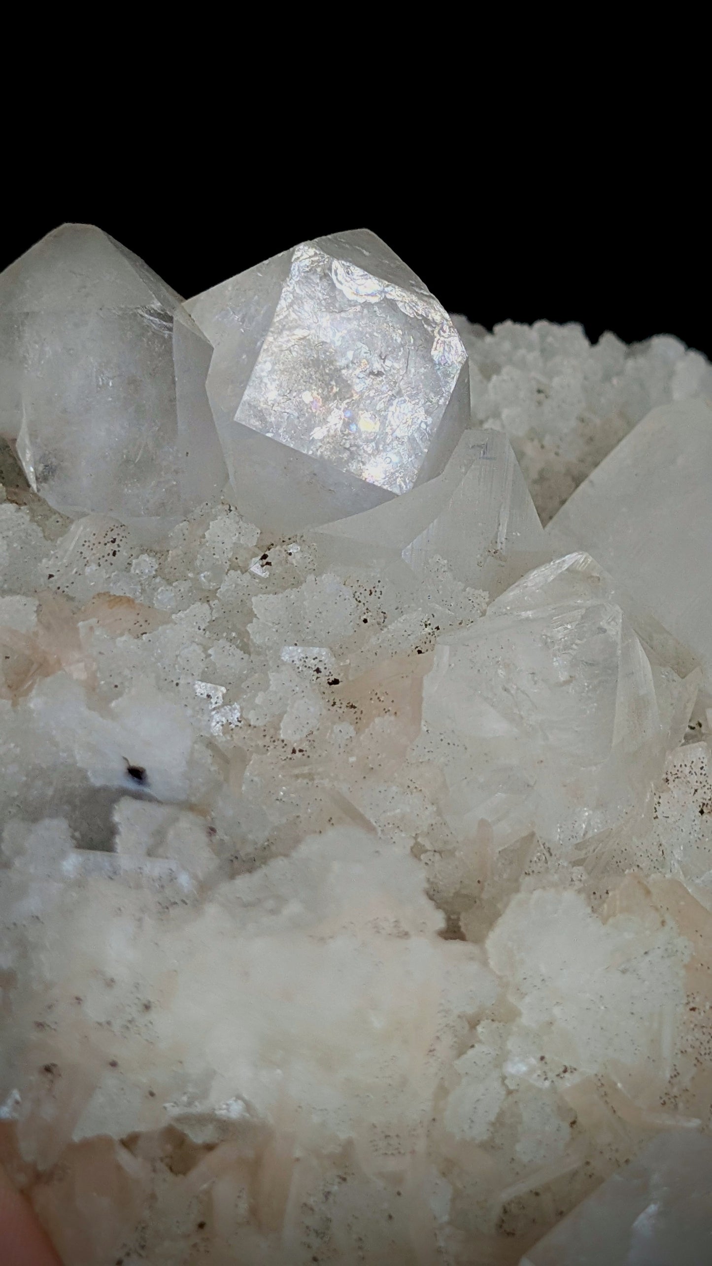 Premium Apophyllite with Peach Stilbite & Druzy Chalcedony | India