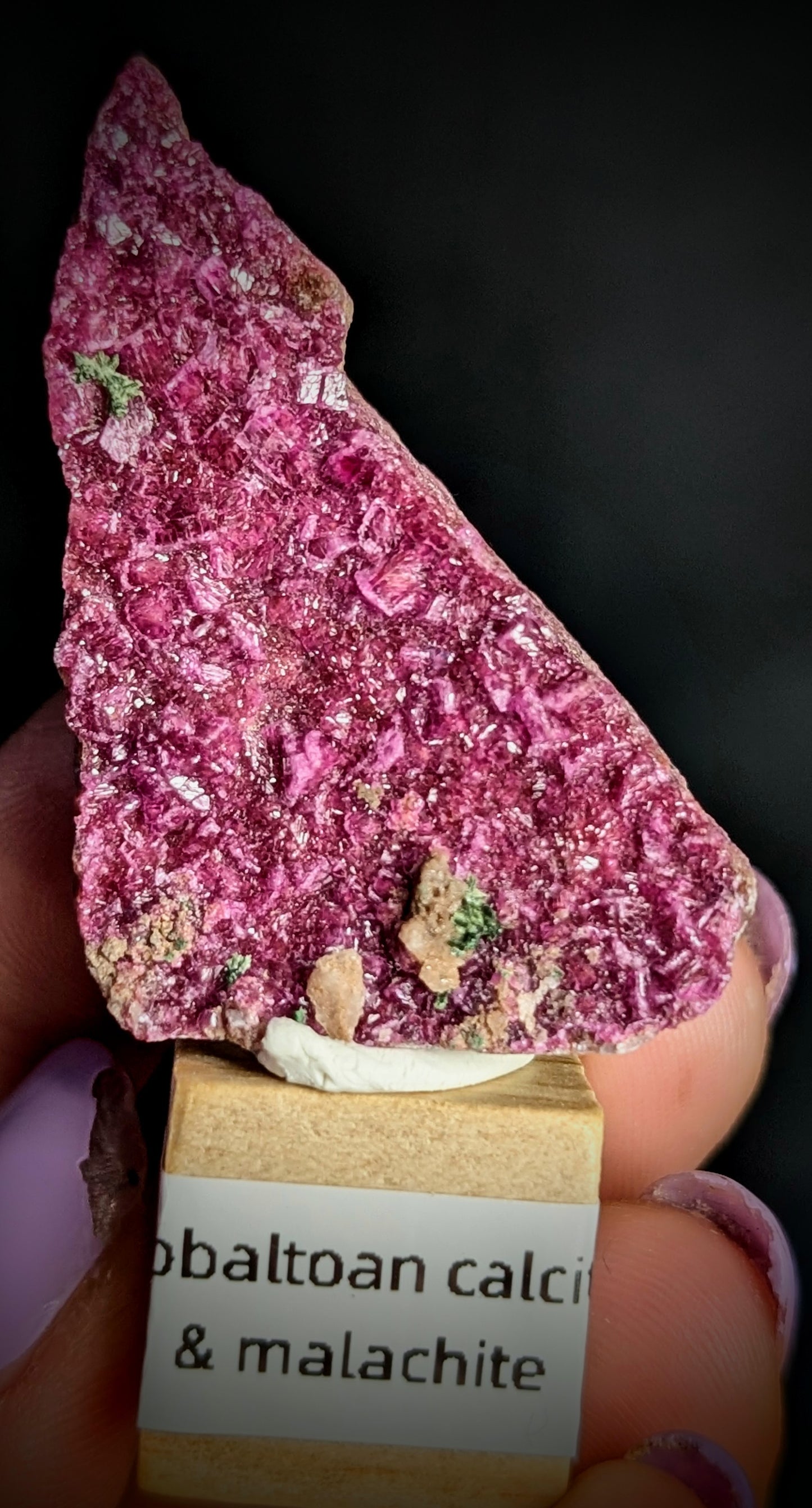 Cobaltoan Calcite with Malachite | DR Congo