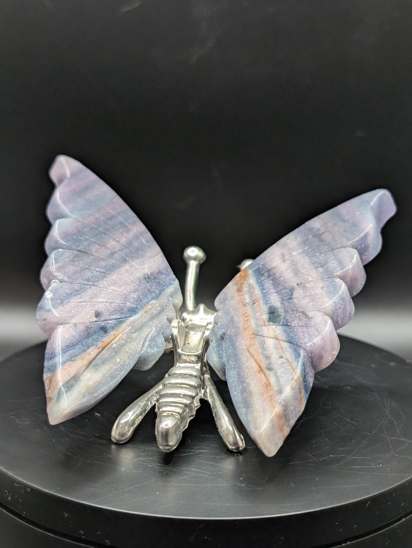 Blue Banded Calcite Butterfly (Also Known as Blue Onyx) | Crystal Butterfly Ornament
