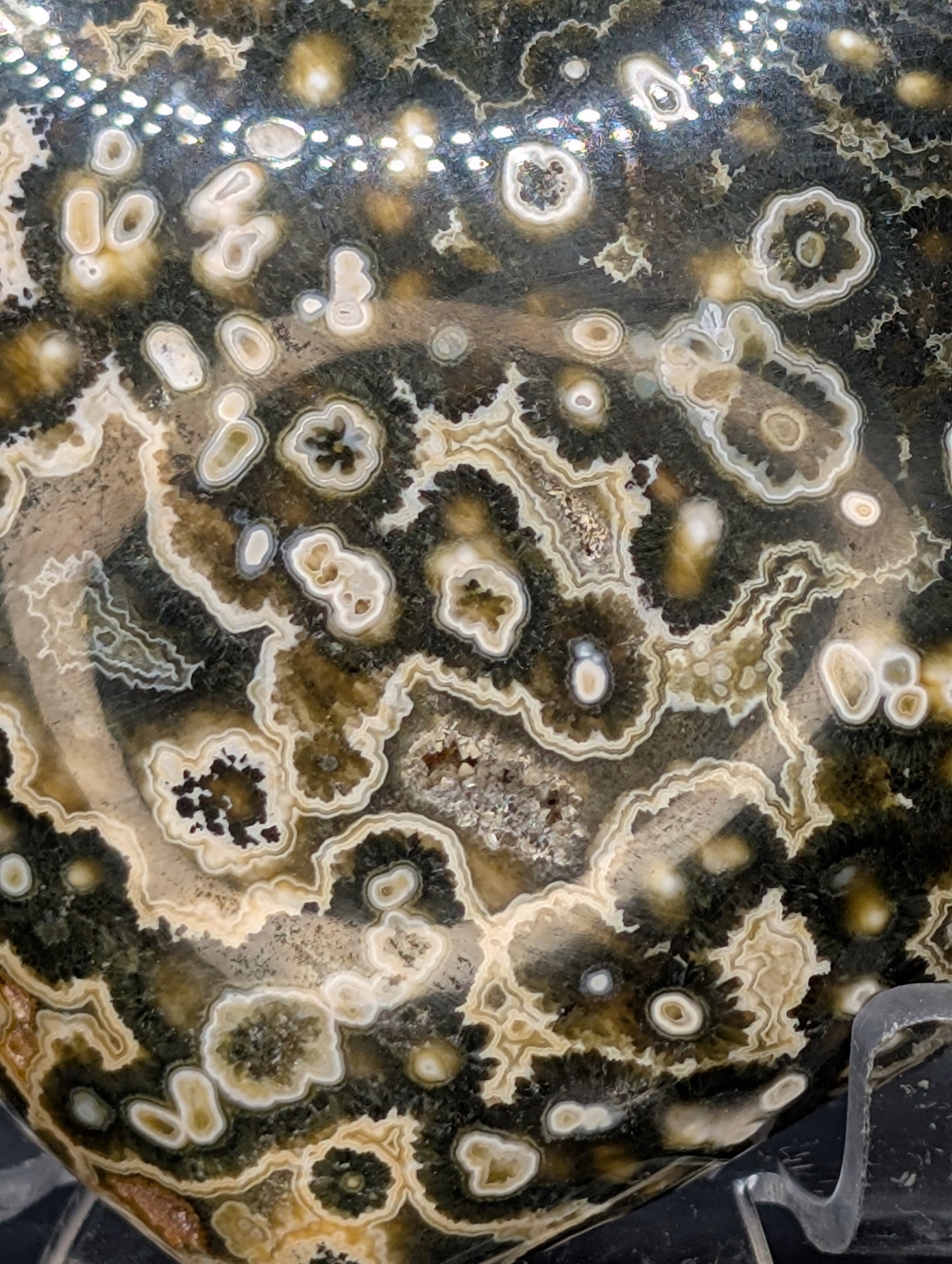 8th Vein Ocean Jasper Heart with Druzy Pocket | Polished Ocean Jasper Crystal Heart | Orbicular Jasper from Madagascar | 337g