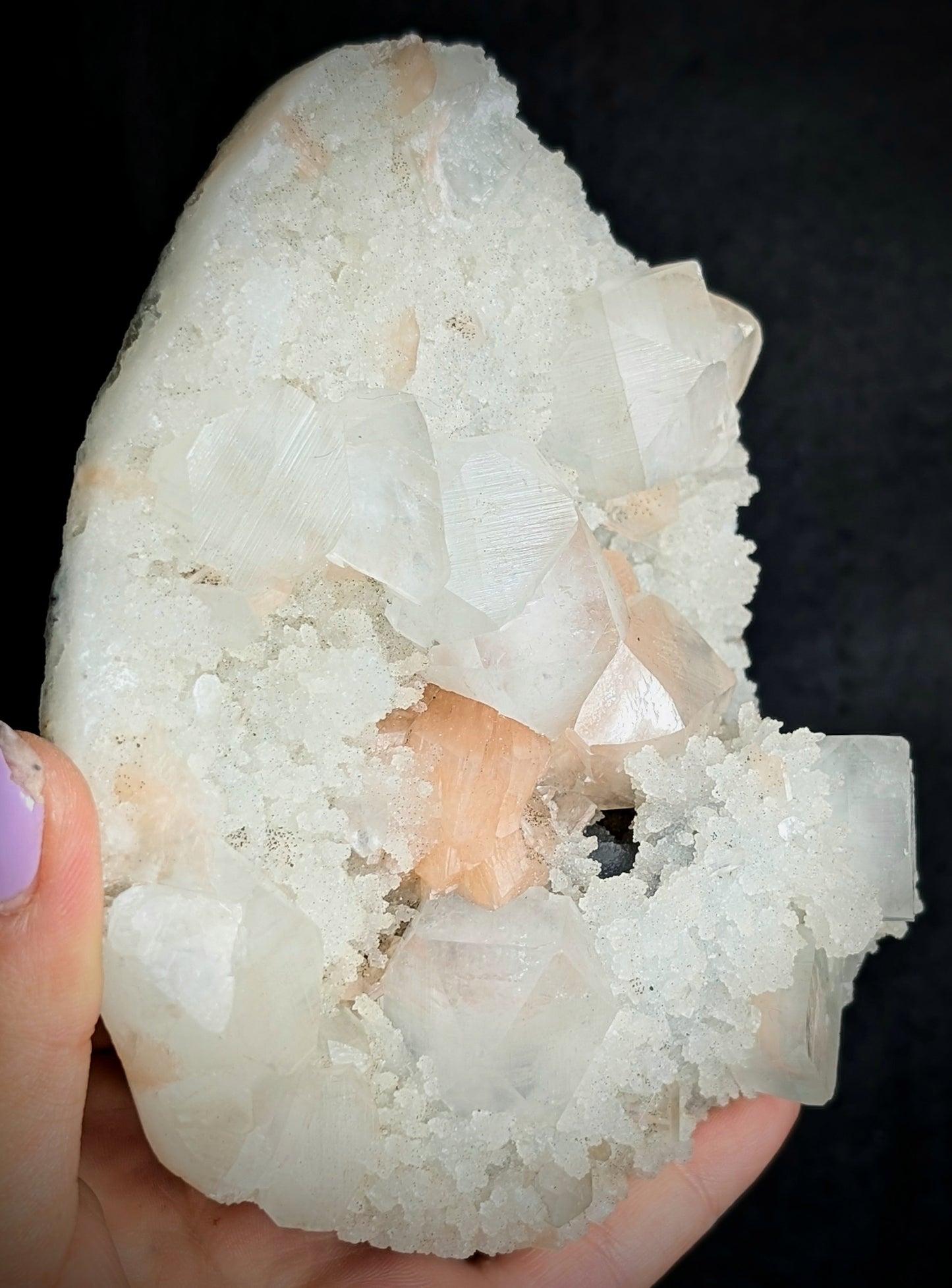 Apophyllite, Peach Stilbite & Botryoidal Chalcedony | India