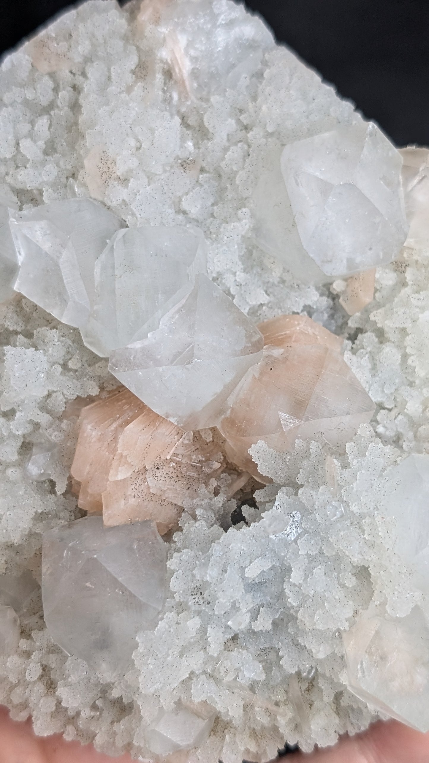 Apophyllite, Peach Stilbite & Botryoidal Chalcedony | India