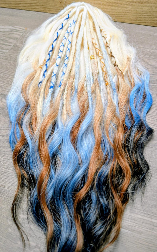 22 Inch Brushable Dreadlock Extensions – Ombre (Blue/Black & Brown/Black)