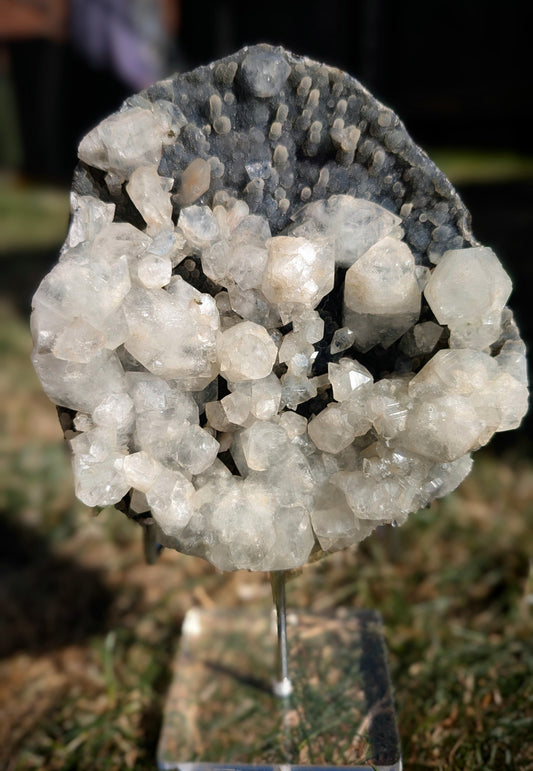 Blue Chalcedony with Apophyllite Crystal Cluster | Aurangabad, India | 1.29kg