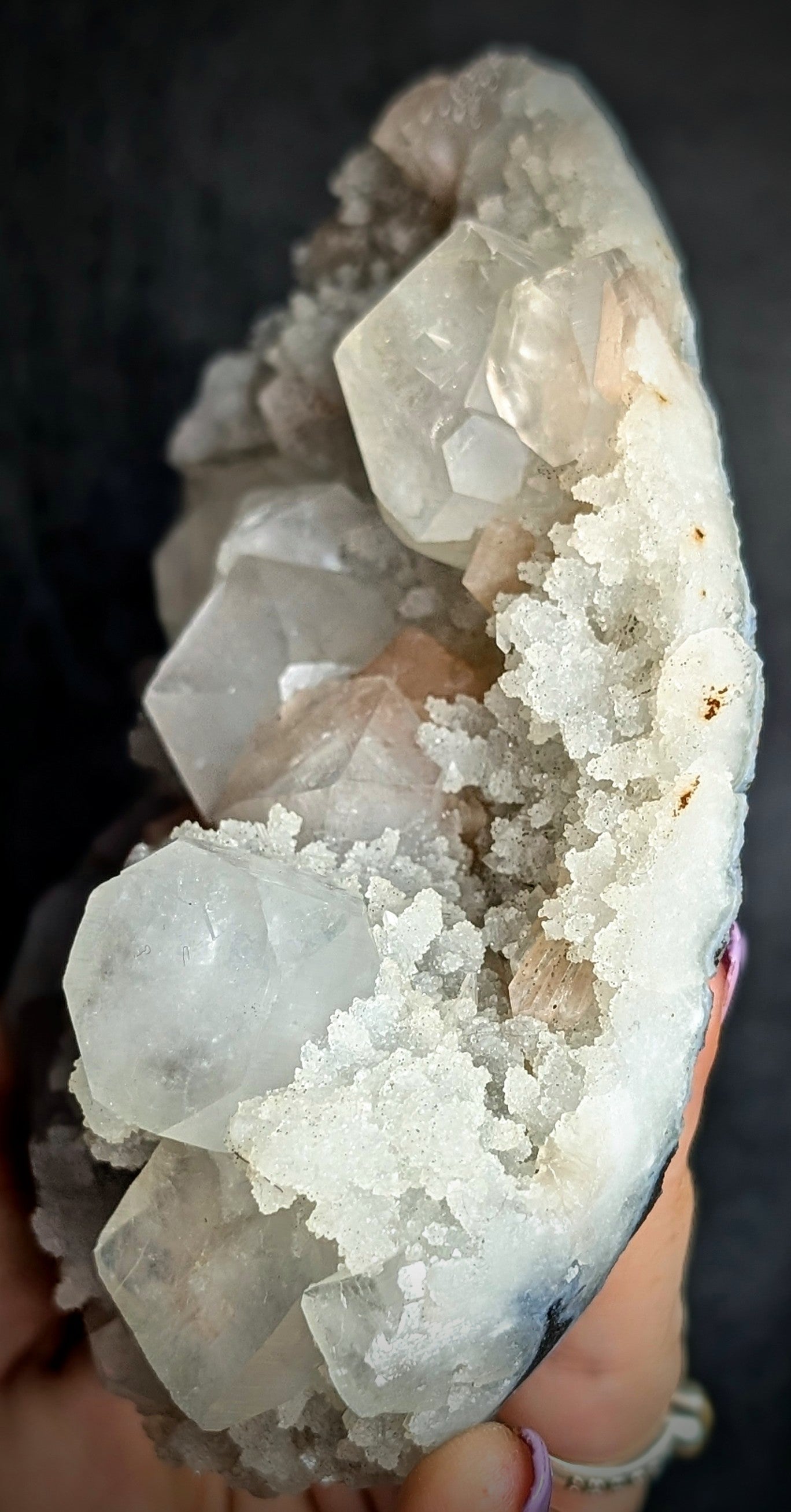 Apophyllite, Peach Stilbite & Botryoidal Chalcedony | India