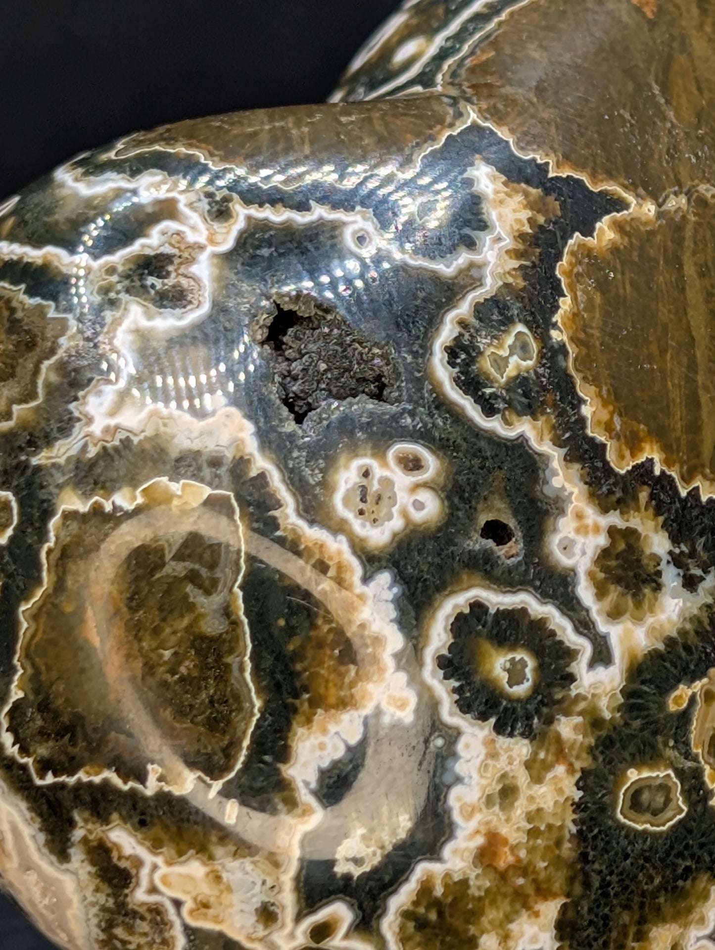 8th Vein Ocean Jasper Heart with Druzy Pocket | Polished Ocean Jasper Crystal Heart | Orbicular Jasper from Madagascar | 337g