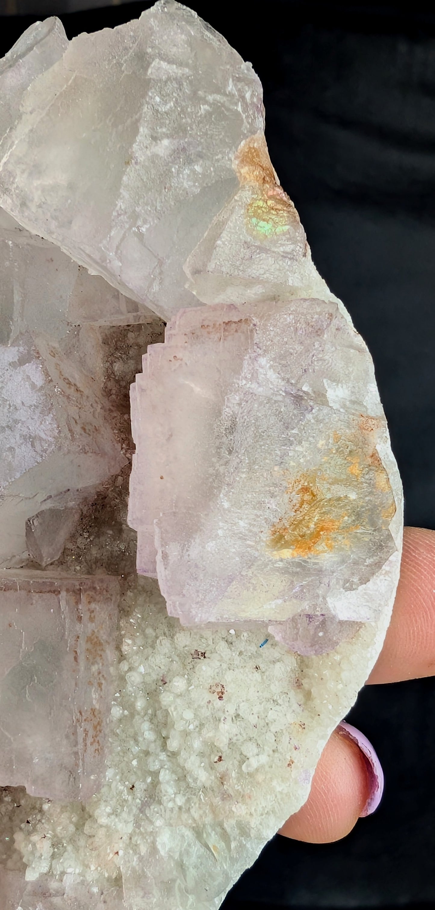 Pale Lavender Fluorite on Druzy Quartz | UV Reactive | 240g
